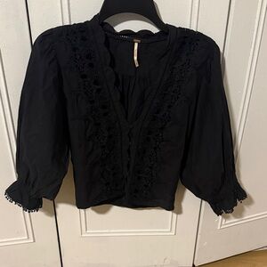 Free People Black Lace Blouse